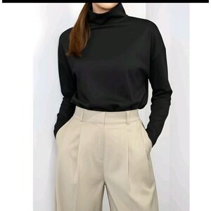 $138 NWT Emerson Fry Womens Size XSmall Edie Mock Turtleneck Top Black